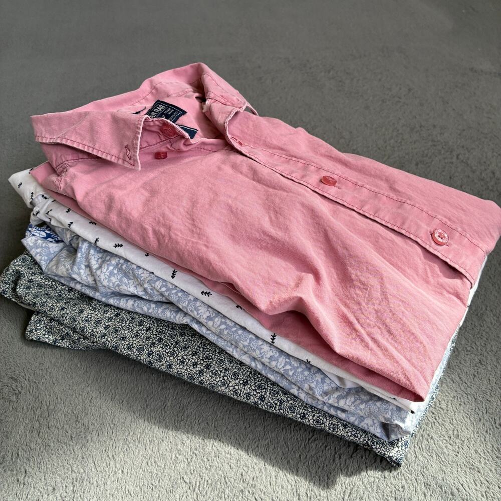 LOT OF (4) American Rag Short Sleeve Button Down Shirt Men's Size M Blue White